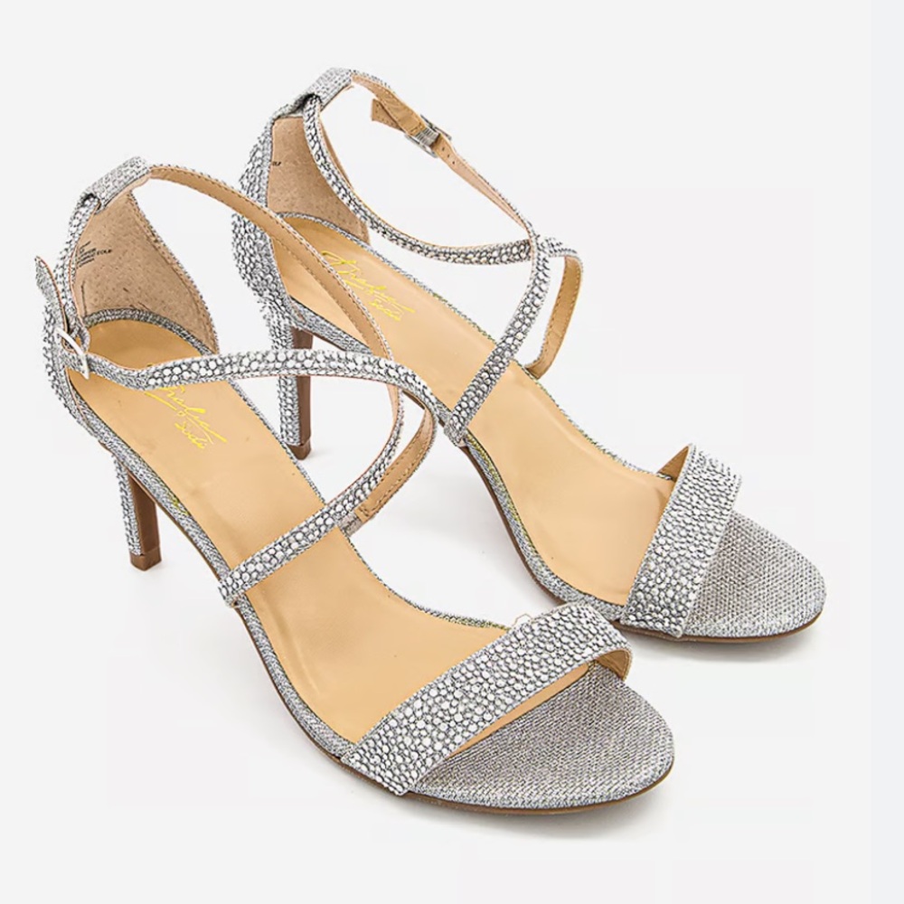 BRAND NEW Sparkly Strappy Heels Silver